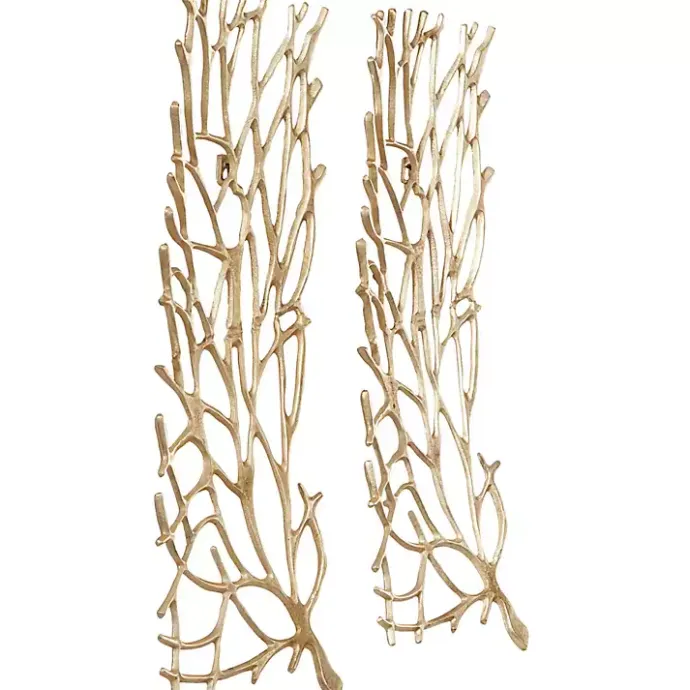 Sale Kirklands Home Metal Coral Panel Wall Plaques, Set of 2 Gold