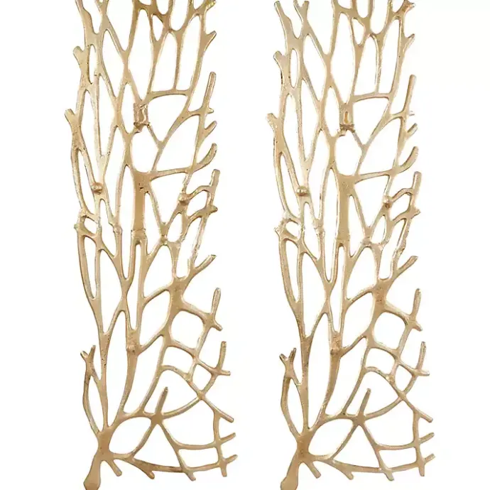 Sale Kirklands Home Metal Coral Panel Wall Plaques, Set of 2 Gold