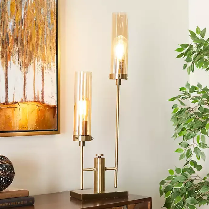 Hot Kirklands Home Metal Double Stem Table Lamp Gold