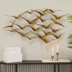 Hot Kirklands Home Metal Flock of Birds Wall Plaque Gold