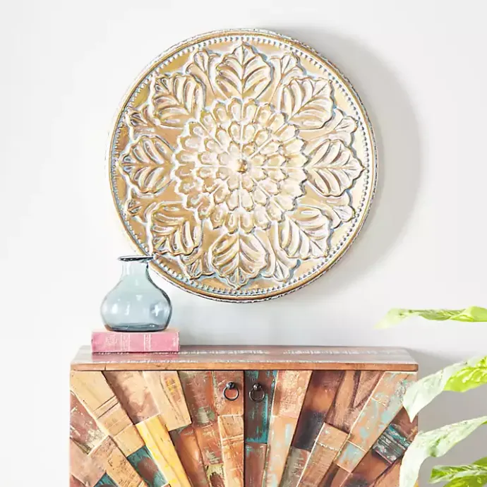 Hot Kirklands Home Metal Floral Embossed Wall Sculpture Gold