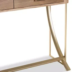 Kirklands Home Gold Metal Frame Two-Drawer Console Table