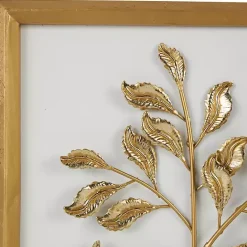 Hot Kirklands Home Gold Metal Leaves Framed Wall Plaques, Set of 2