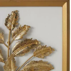 Hot Kirklands Home Gold Metal Leaves Framed Wall Plaques, Set of 2
