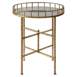 Clearance Kirklands Home Gold Metal Mirrored Tray Accent Table