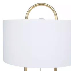Kirklands Home Metal Open Loop Stem White Round Table Lamp Gold