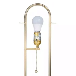 Kirklands Home Metal Open Loop Stem White Round Table Lamp Gold
