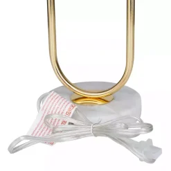Kirklands Home Metal Open Loop Stem White Round Table Lamp Gold