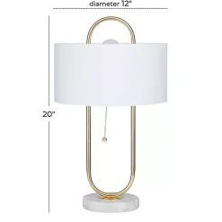 Kirklands Home Metal Open Loop Stem White Round Table Lamp Gold