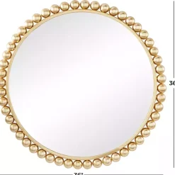 Online Kirklands Home Gold Metal Round Beaded Frame Wall Mirror