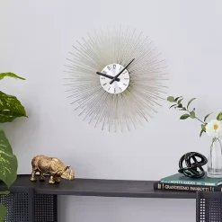 Best Kirklands Home Gold Metal Sunburst Wall Clock