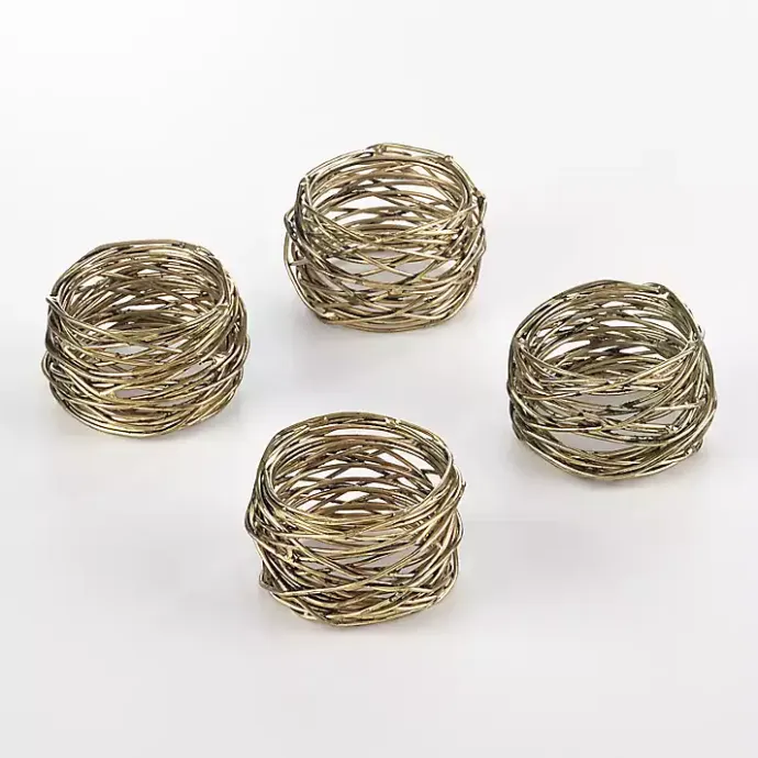 Hot Kirklands Home Metal Twine Napkin Rings, Set of 4 Gold