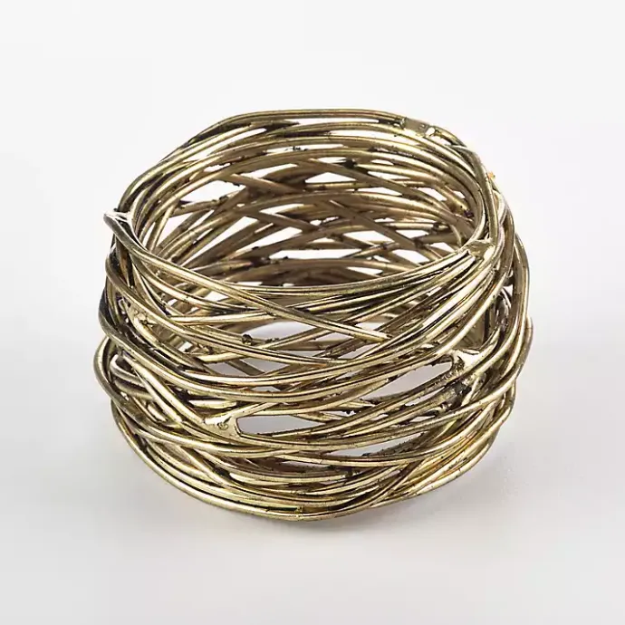 Hot Kirklands Home Metal Twine Napkin Rings, Set of 4 Gold