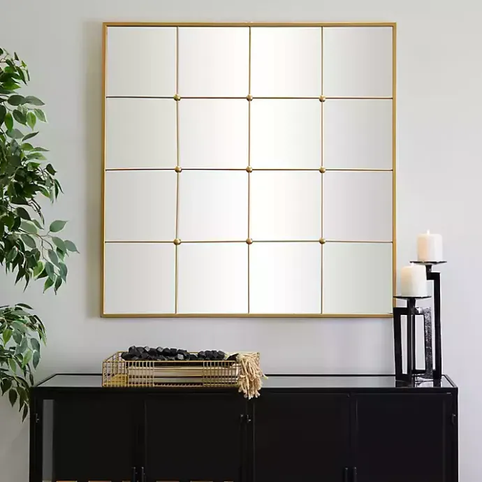 Outlet Kirklands Home Gold Metal Windowpane Wall Mirror