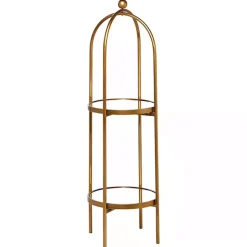 Best Kirklands Home Mirrored Two-Tier Cage Shelf Gold