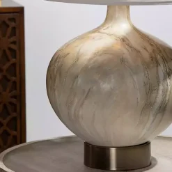 Kirklands Home Gold Pistachio Swirl Gourd Table Lamp Ivory