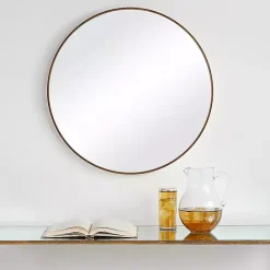 Best Kirklands Home Gold Round Simple Frame Large Wall Mirror