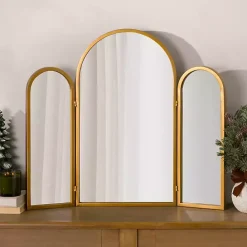 Clearance Kirklands Home Rounded Edge Trifold Wall Mirror Gold