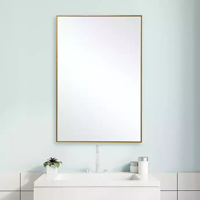 Hot Kirklands Home Simple Frame Rectangle Wall Mirror Gold