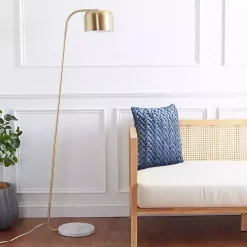 Kirklands Home Slanted Modern Floor Lamp with Marble Base Gold