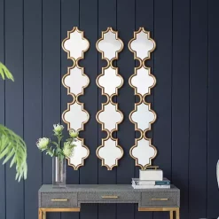 Kirklands Home Slim Stacked Trellis Wall Mirror Gold