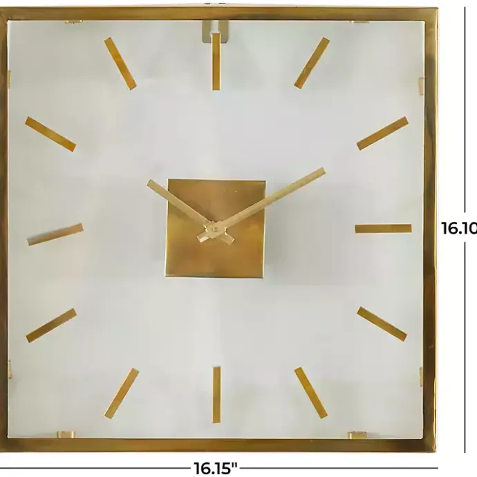 New Kirklands Home Gold Square Minimalist Wall Clock