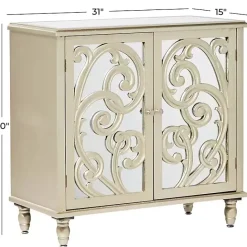 Sale Kirklands Home Wood Carved Scroll Mirrored Cabinet Gold