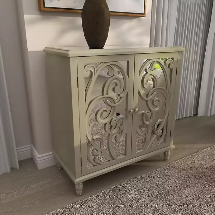 Sale Kirklands Home Wood Carved Scroll Mirrored Cabinet Gold