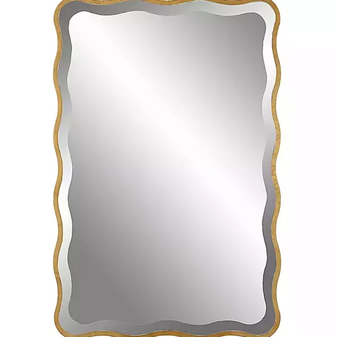 Hot Kirklands Home Gold Wood Wavy Frame Beveled Wall Mirror
