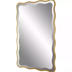 Hot Kirklands Home Gold Wood Wavy Frame Beveled Wall Mirror
