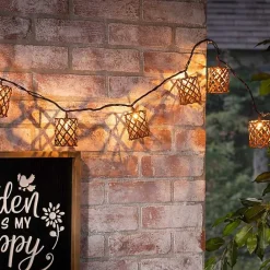 Outlet Kirklands Home Golden Brown Rattan Weave Outdoor String Lights