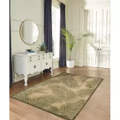 Discount Kirklands Home Golden Green Palm Leaves Outdoor Area Rug, 7x9