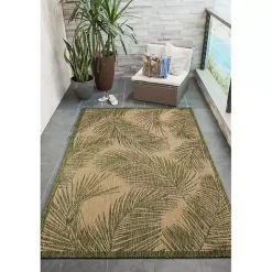Discount Kirklands Home Golden Green Palm Leaves Outdoor Area Rug, 7x9