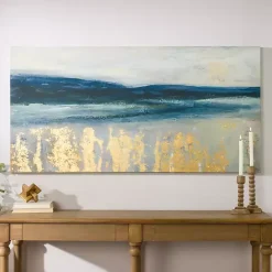 Discount Kirklands Home Golden Turquoise Abstract Canvas Wall Art