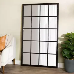Outlet Kirklands Home Grande Black Window Pane Leaner Mirror