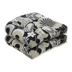 New Kirklands Home Graphite Floral Outdoor Seat Cushions, Set of 2