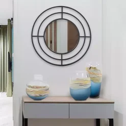 New Kirklands Home Graphite Metal Bullseye Round Wall Mirror