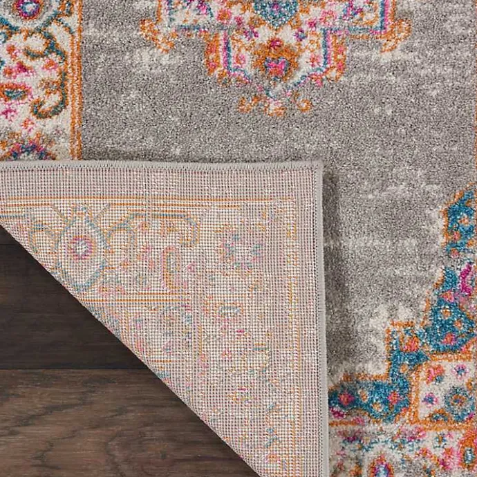 Kirklands Home Gray & Pink Central Motif Botanical Runner