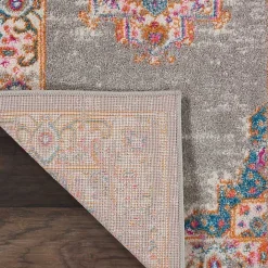 Kirklands Home Gray & Pink Central Motif Botanical Area Rug, 8x10