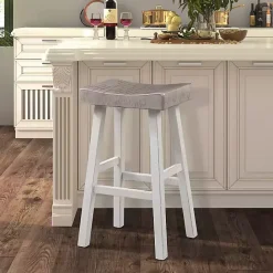 Hot Kirklands Home & White Backless Cooper Bar Stools, Set of 2 Gray