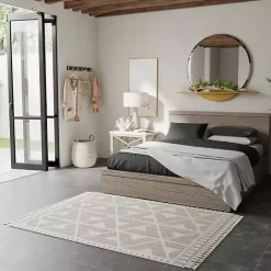 Outlet Kirklands Home & White Geometric Shag Area Rug, 8x10 Gray
