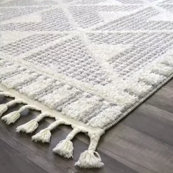 Outlet Kirklands Home & White Geometric Shag Area Rug, 8x10 Gray