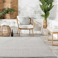 Discount Kirklands Home Gray & White Trellis Indoor/Outdoor Rug, 4x6