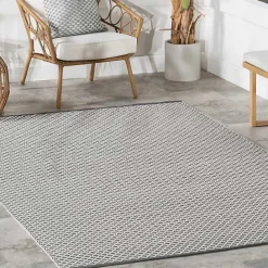 Discount Kirklands Home Gray & White Trellis Indoor/Outdoor Rug, 4x6