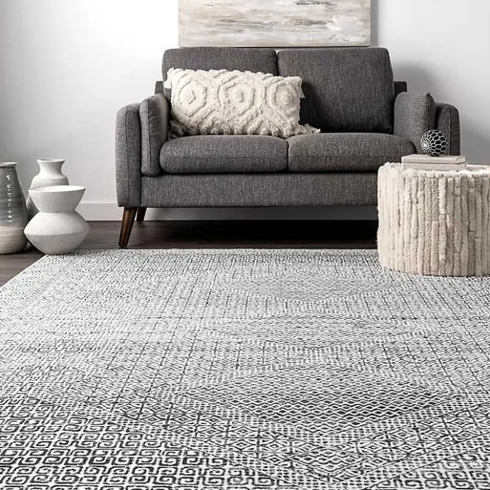 Kirklands Home Gray Abstract Pattern Washable Area Rug, 5x8