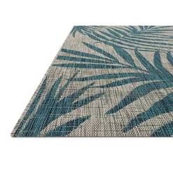 Hot Kirklands Home Gray and Aqua Palm Leaves Outdoor Area Rug, 5x7