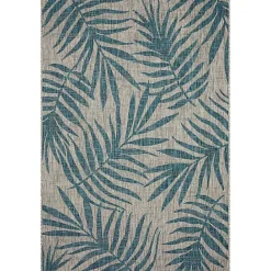 Online Kirklands Home Gray and Aqua Palm Leaves Outdoor Area Rug, 7x10