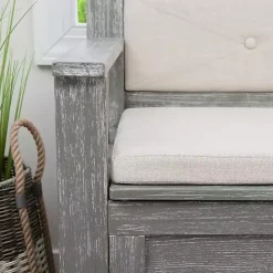 Online Kirklands Home Gray and Beige Carlton Storage Bench