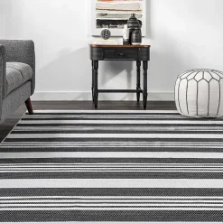 Online Kirklands Home Gray and Black Striped Washable Area Rug, 5x8