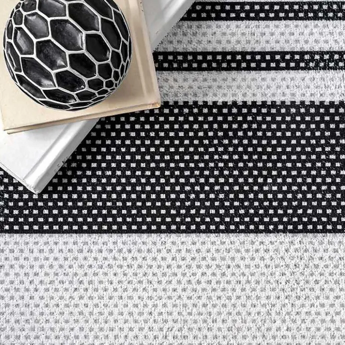 Online Kirklands Home Gray and Black Striped Washable Area Rug, 5x8